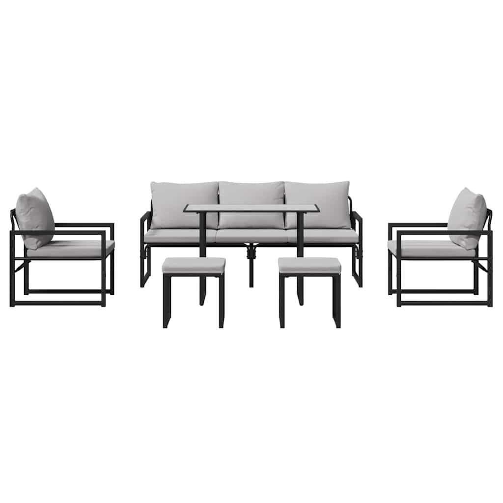Garden Sofa Set Black Steel