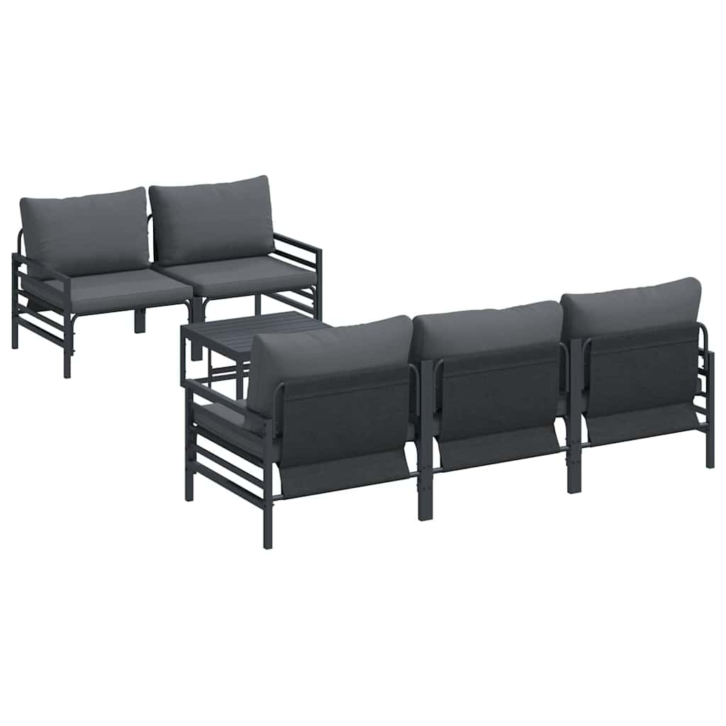 Garden Sofa Set with Cushion 6 pcs Anthracite Steel & Fabric