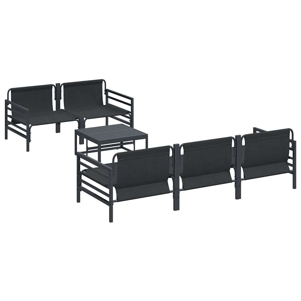 Garden Sofa Set with Cushion 6 pcs Anthracite Steel & Fabric