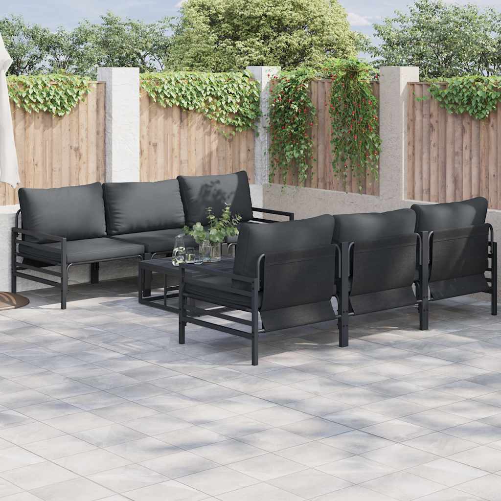 Garden Sofa Set with Cushion 7 pcs Anthracite Steel & Fabric