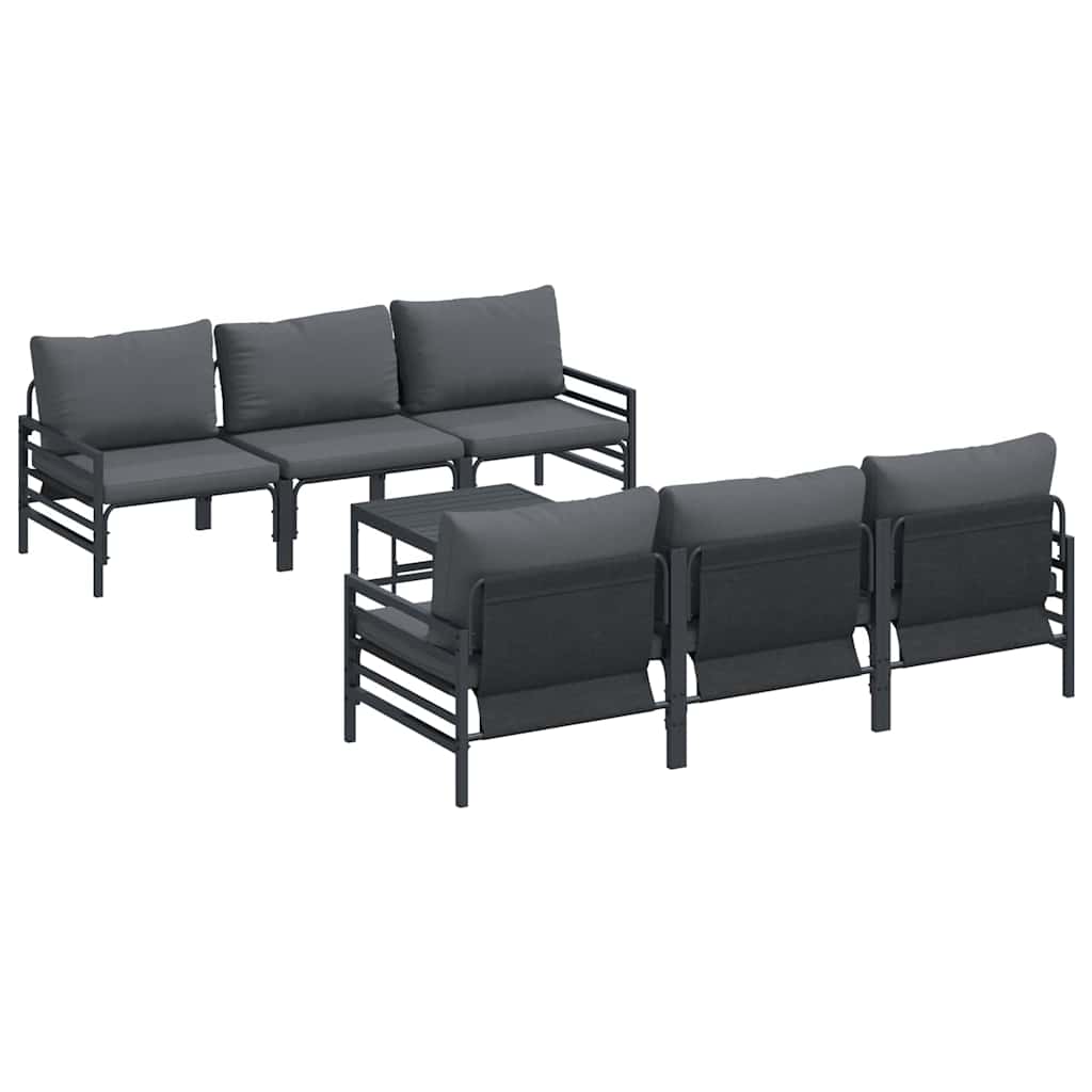Garden Sofa Set with Cushion 7 pcs Anthracite Steel & Fabric