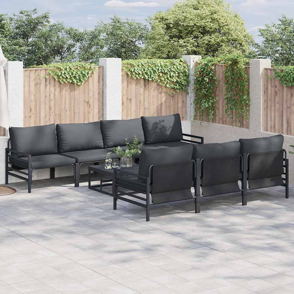 Garden Sofa Set with Cushion 8 pcs Anthracite Steel & Fabric