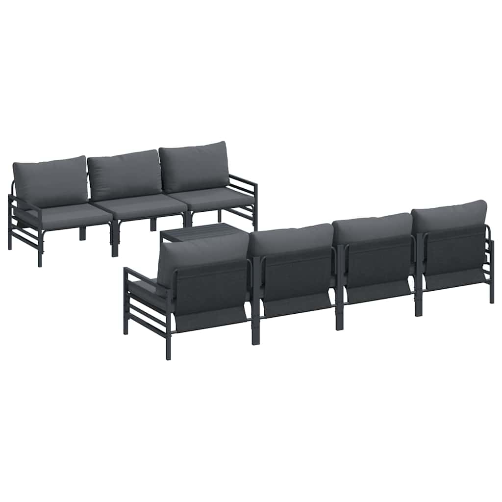 Garden Sofa Set with Cushion 8 pcs Anthracite Steel & Fabric