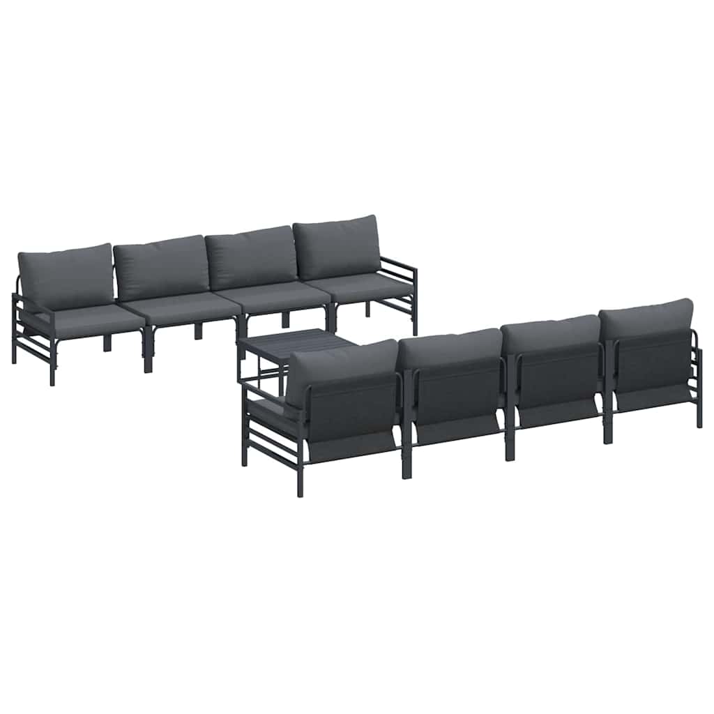 Garden Sofa Set with Cushion 9 pcs Anthracite Steel & Fabric