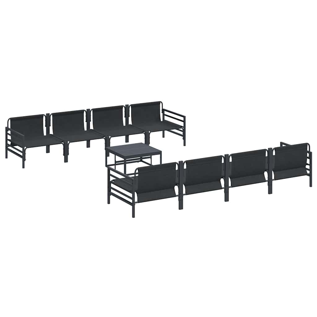Garden Sofa Set with Cushion 9 pcs Anthracite Steel & Fabric