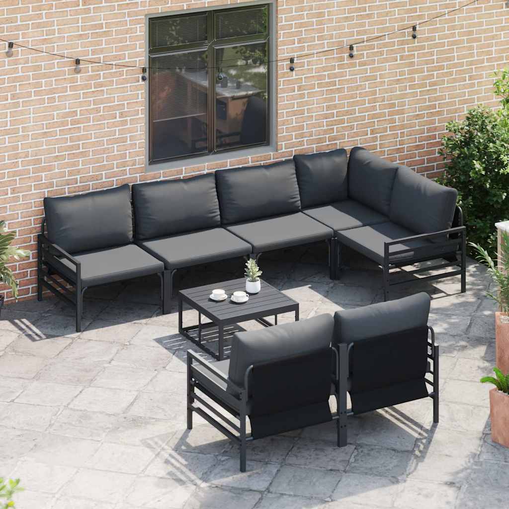 Garden Sofa Set with Cushion 7 pcs Anthracite Steel & Fabric