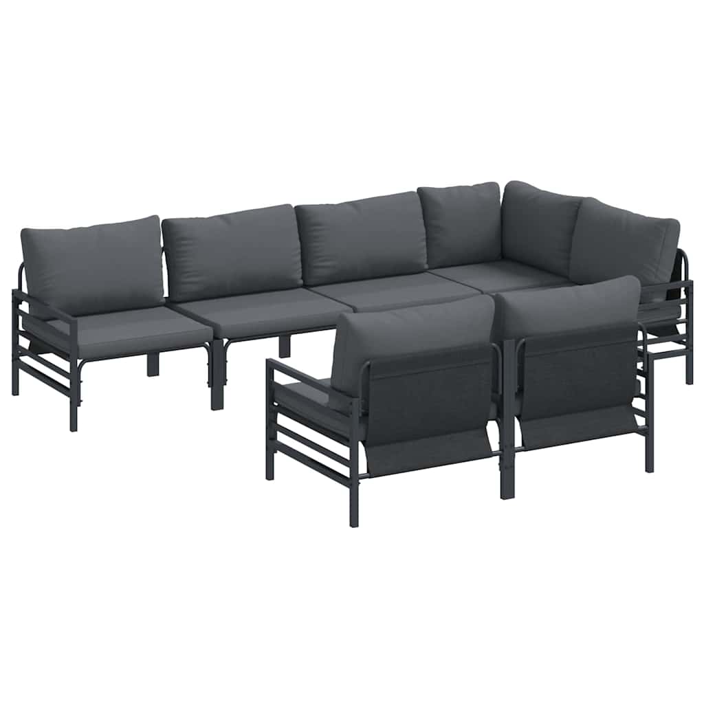 Garden Sofa Set with Cushion 7 pcs Anthracite Steel & Fabric