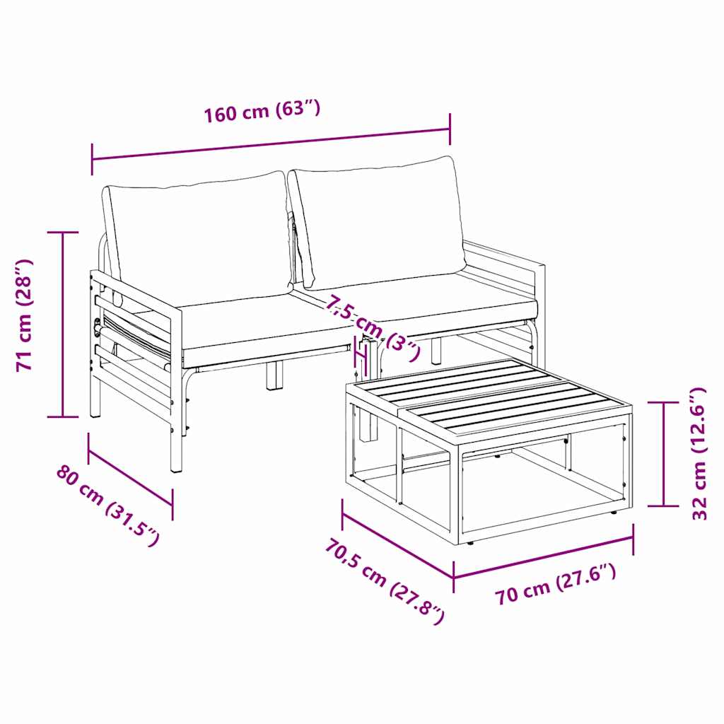 Garden Sofa Set Anthracite Steel
