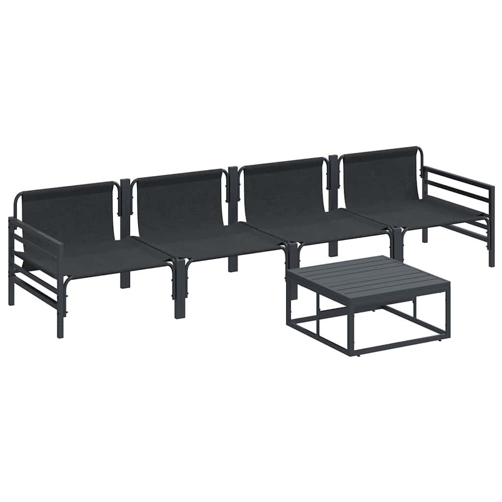 Garden Sofa Set with Cushion 5 pcs Black Steel