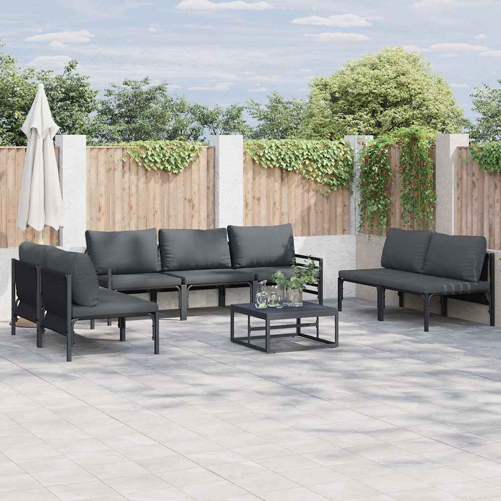Garden Sofa Set 7 pcs Anthracite Steel