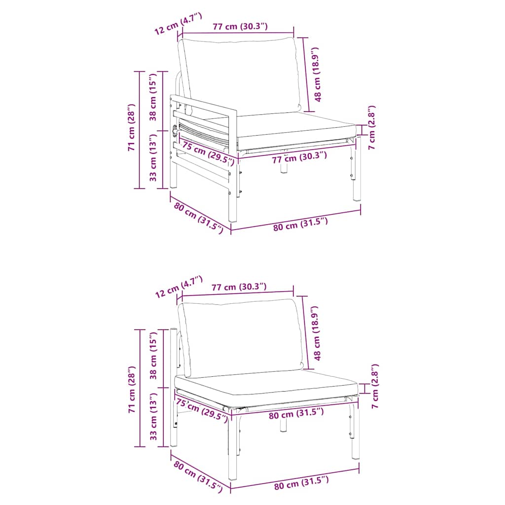 Garden Sofa Set 7 pcs Anthracite Steel