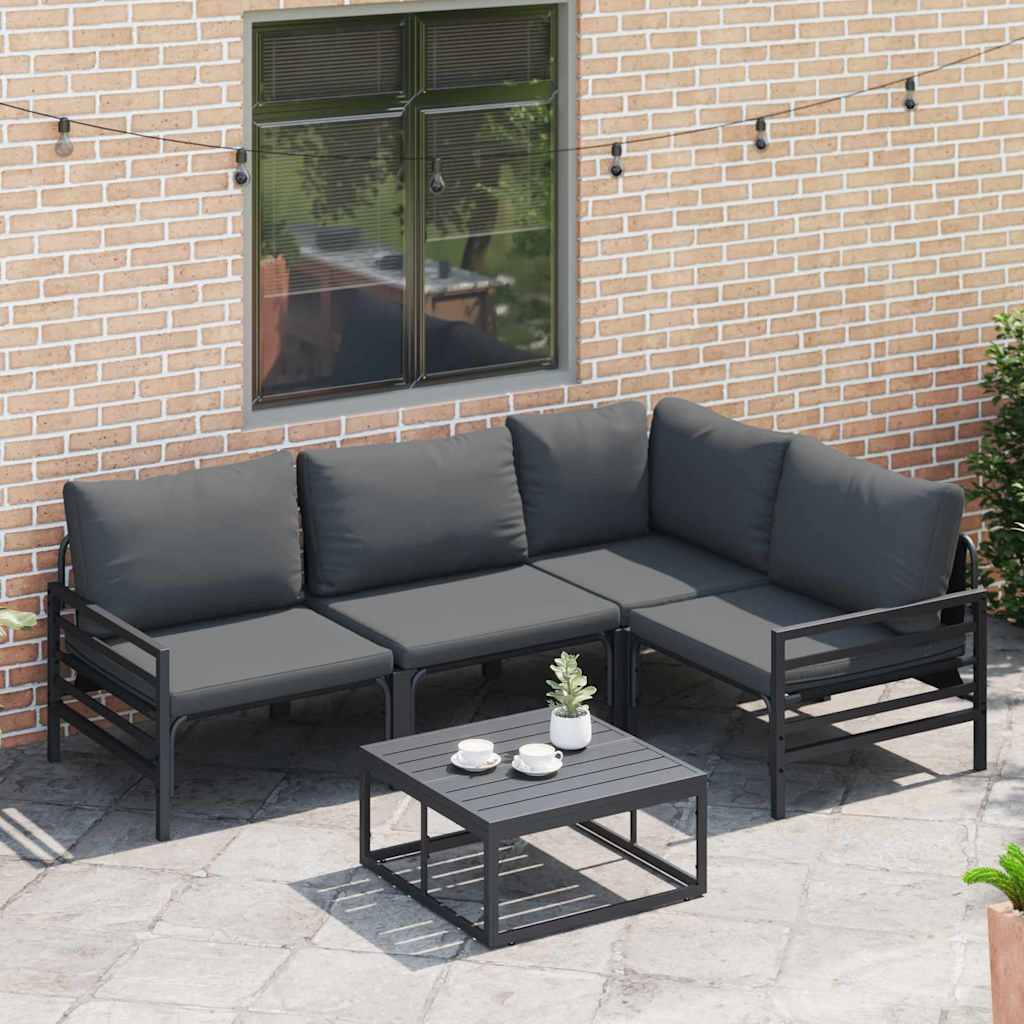 Garden Sofa Set with Cushion 4 pcs Anthracite Steel