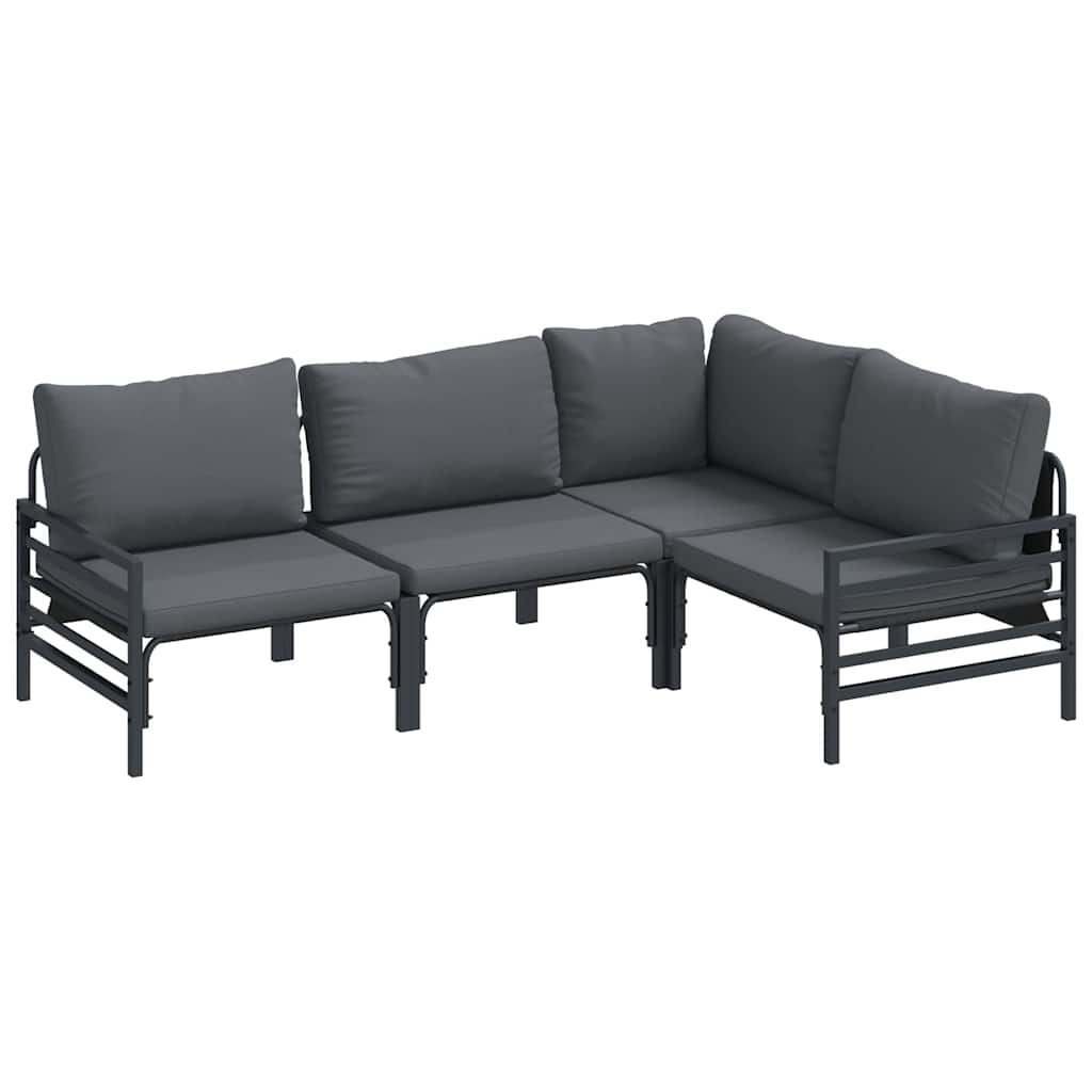 Garden Sofa Set with Cushion 4 pcs Anthracite Steel