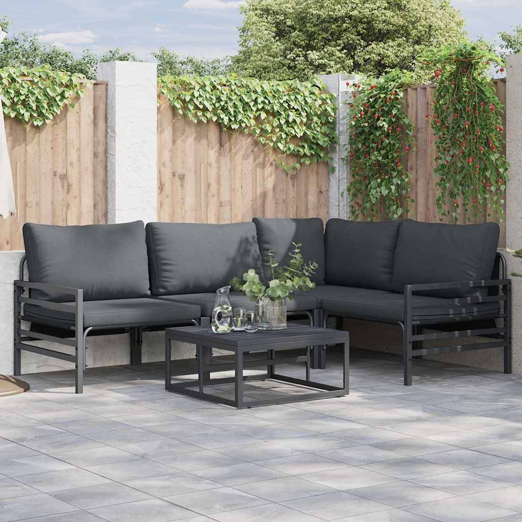 Garden Sofa Set with Cushion 6 pcs Anthracite Steel