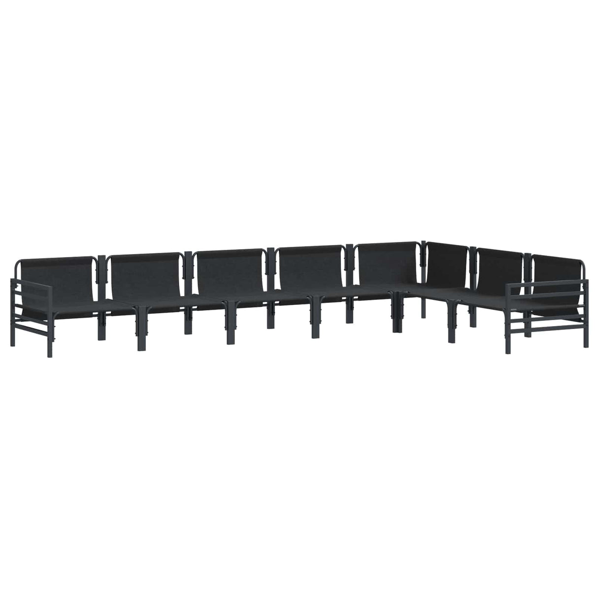 Garden Sofa Set with Cushion 7 pcs Black Steel