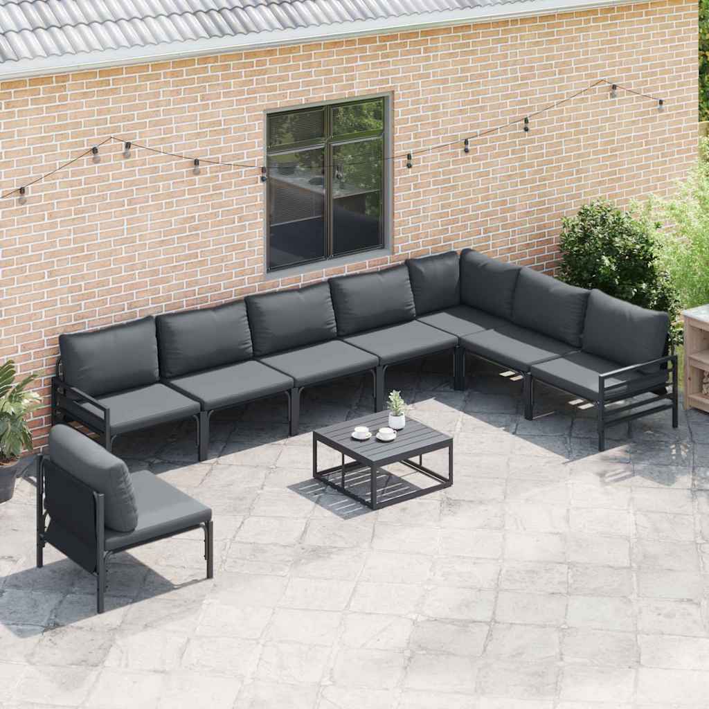 Garden Sofa Set with Cushion Anthracite Steel
