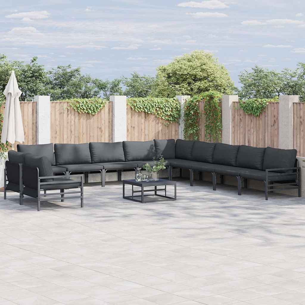 Garden Sofa Set with Cushion Anthracite Steel