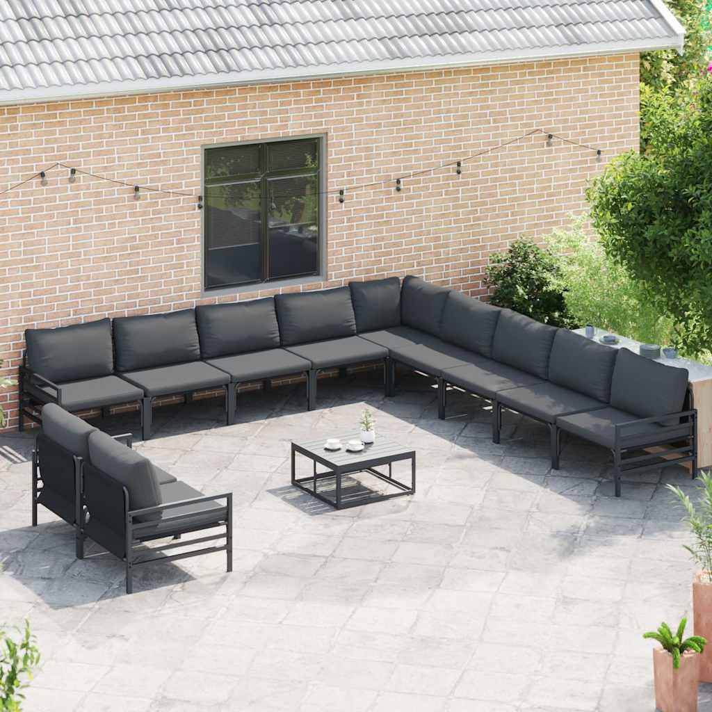 Garden Sofa Set with Cushion Anthracite Steel