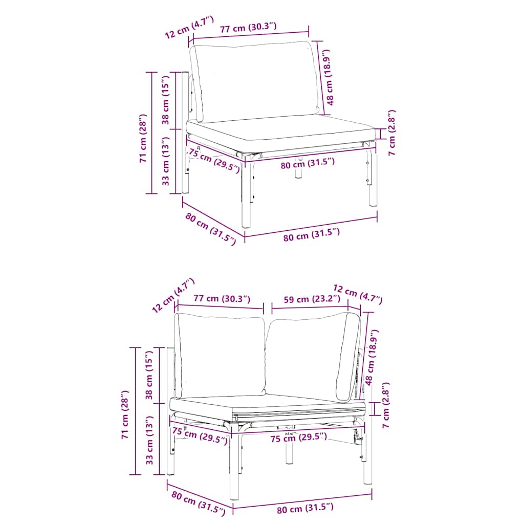 Garden Sofa Set Anthracite Steel