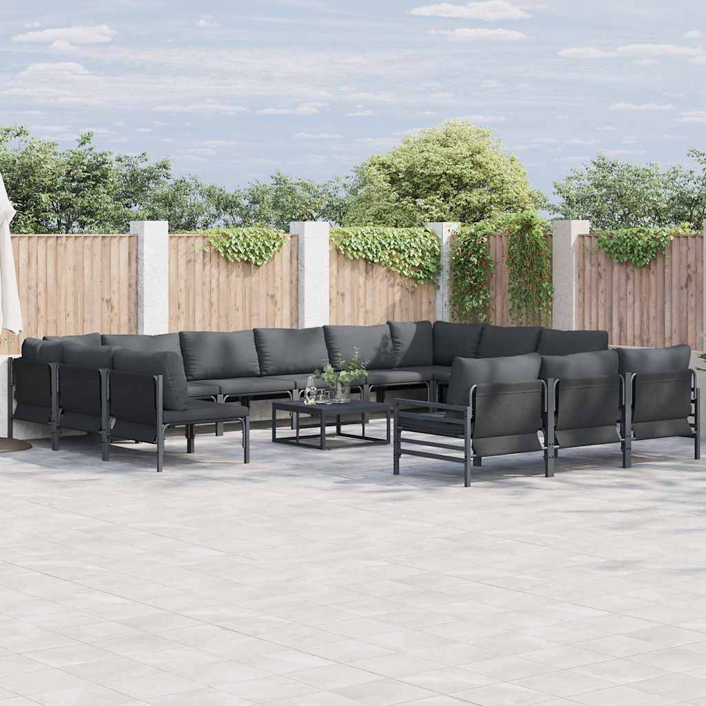Garden Sofa Set 14 pcs Anthracite Steel