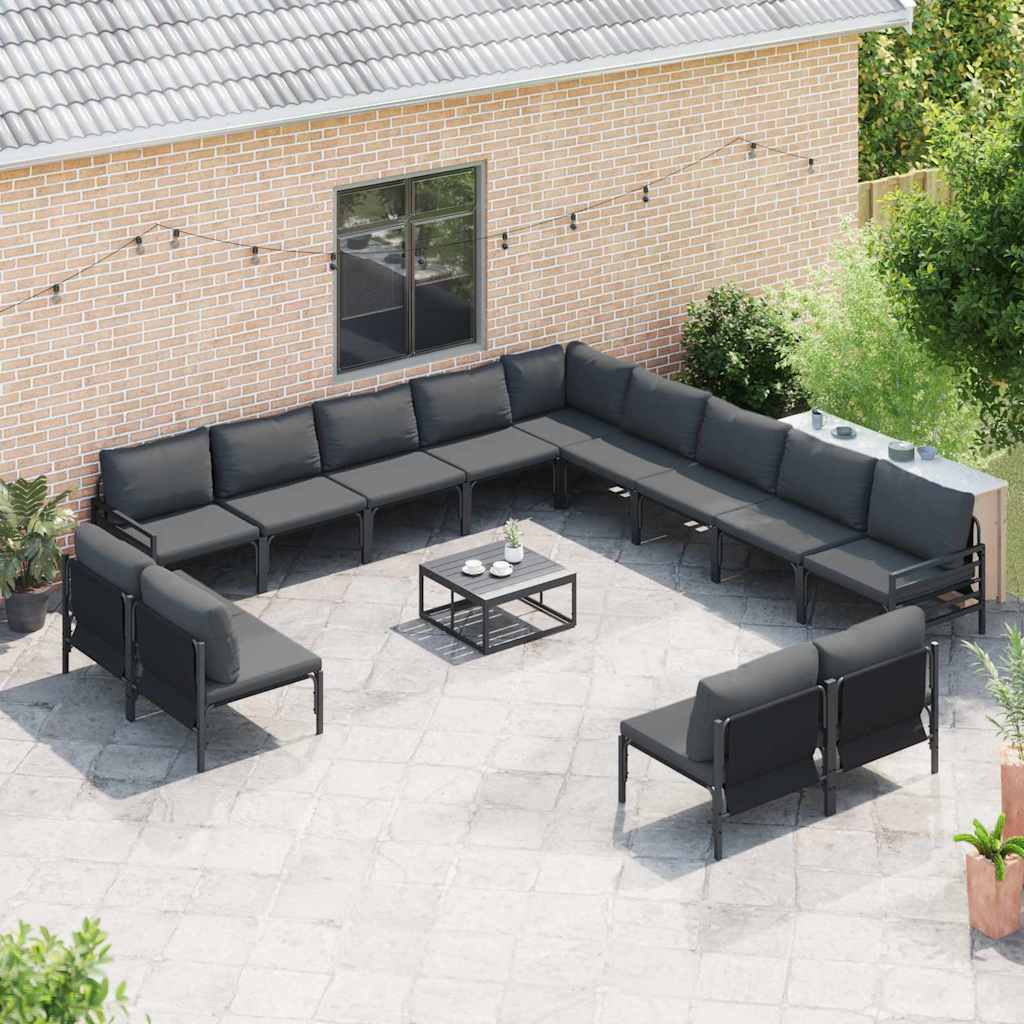 Garden Sofa Set with Cushion Anthracite Steel