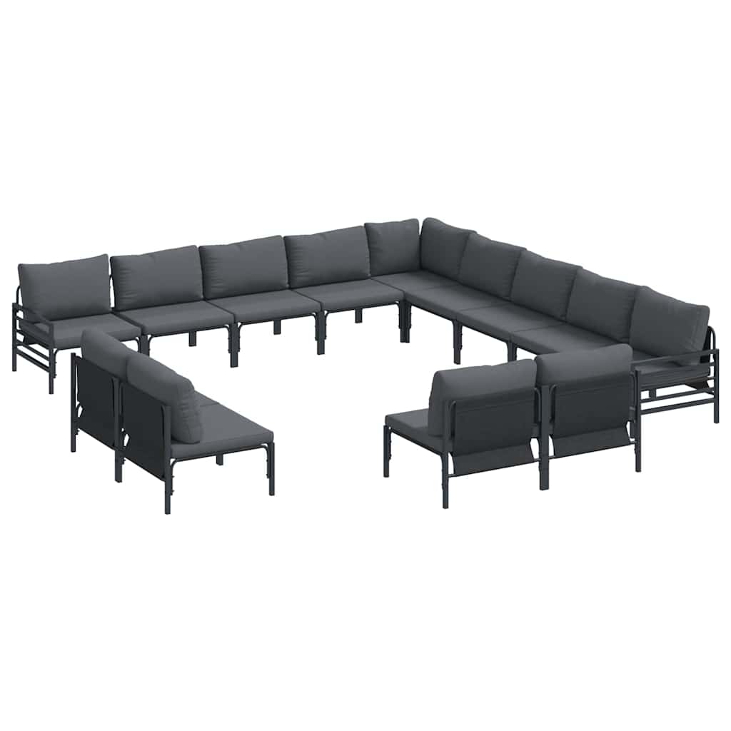 Garden Sofa Set with Cushion Anthracite Steel