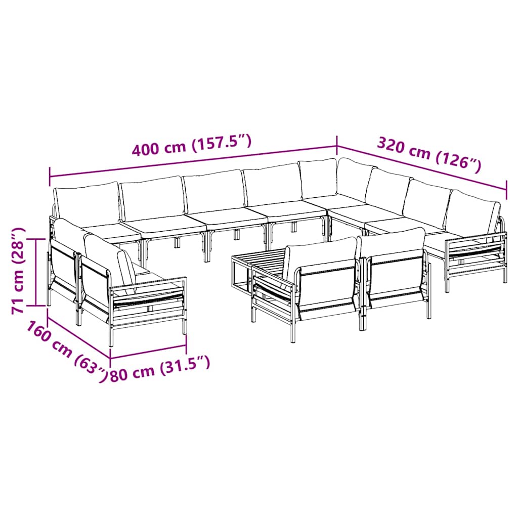 Garden Sofa Set Anthracite Steel