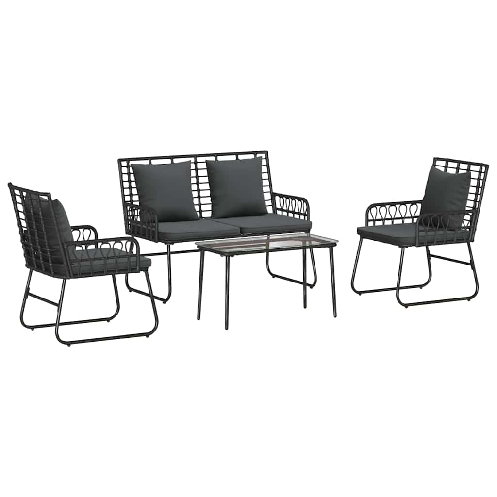 Garden Furniture Set with Cushion 4 pcs Black and Anthracite