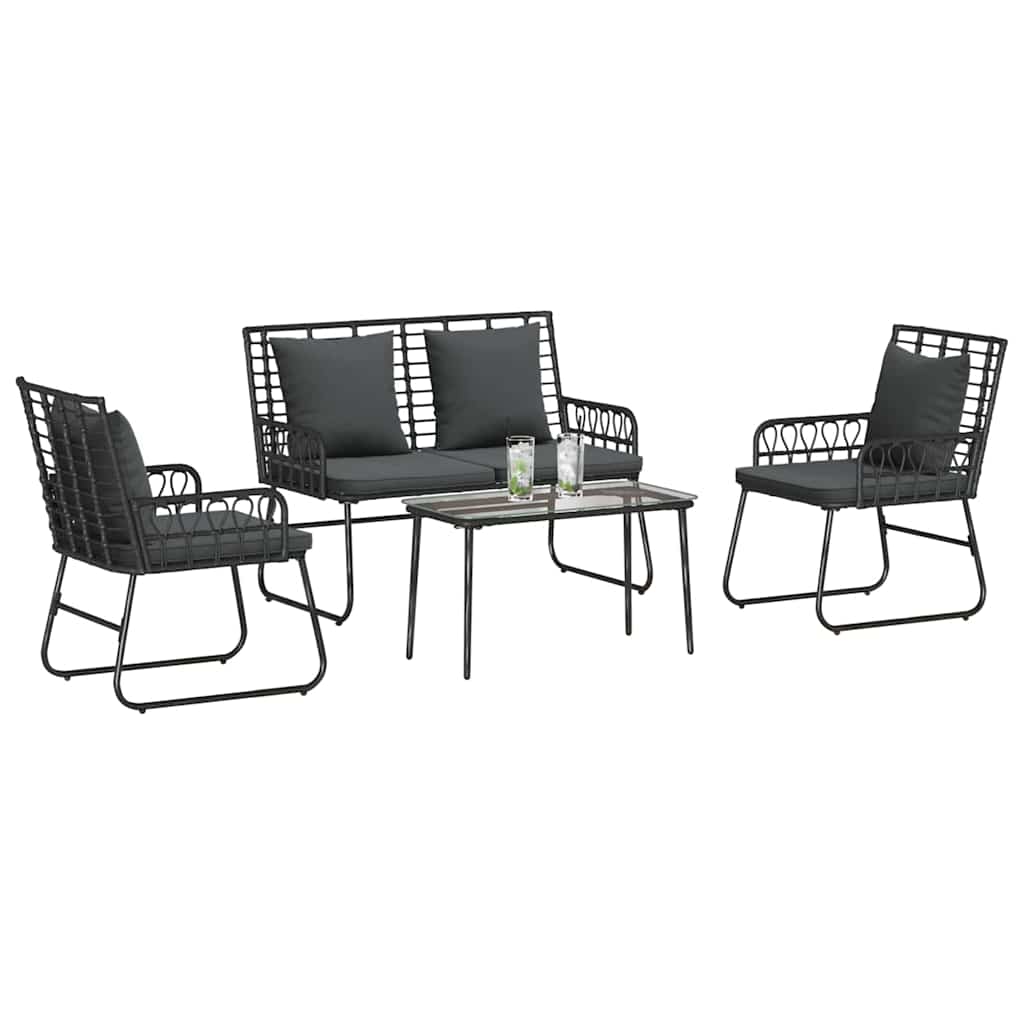 Garden Furniture Set with Cushion 4 pcs Black and Anthracite