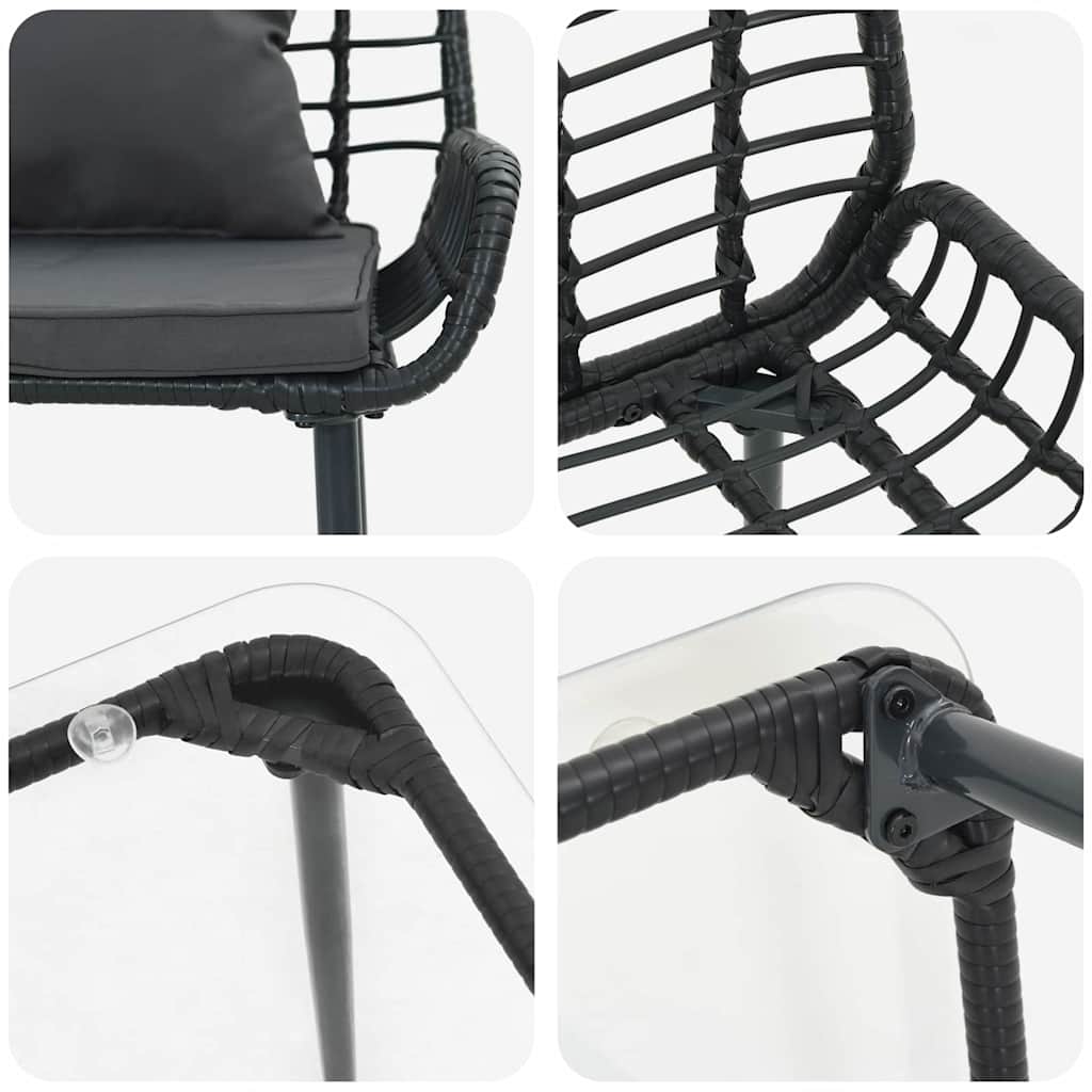 Garden Furniture Set 4 pcs Brown and Black and Cream