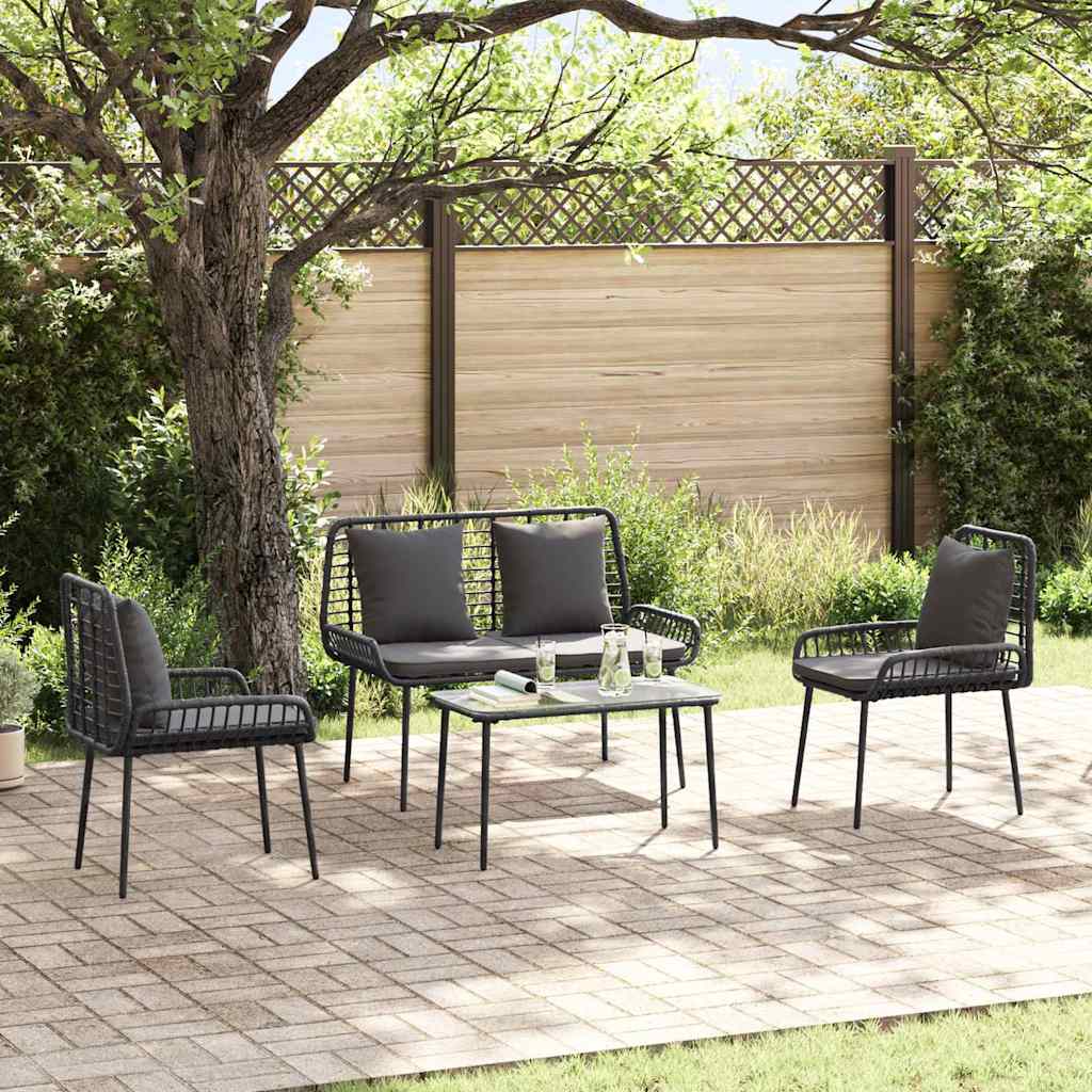 Garden Furniture Set 4 pcs Brown and Black and Cream