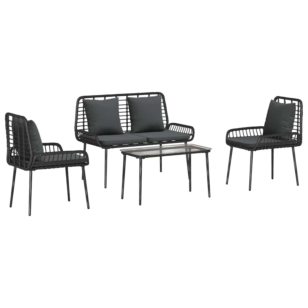Garden Furniture Set 4 pcs Brown and Black and Cream