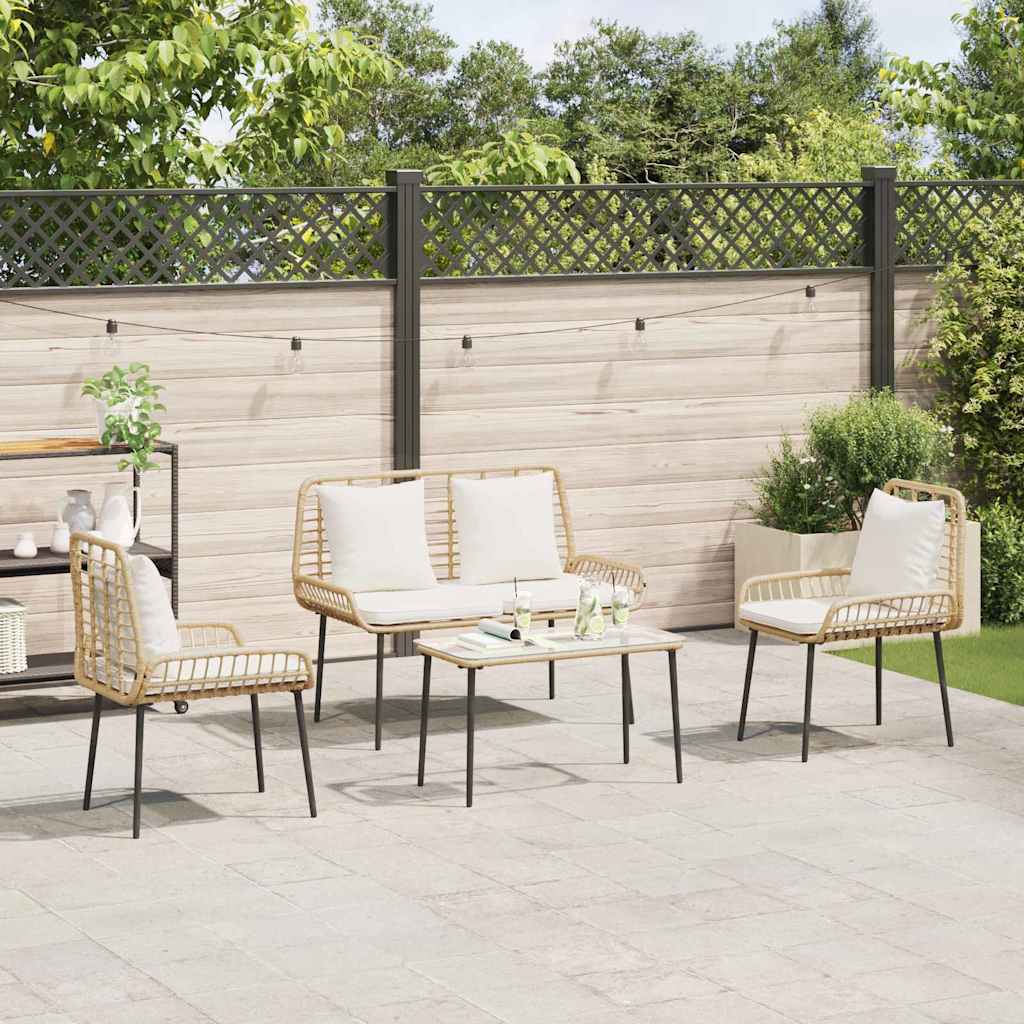 Garden Furniture Set 4 pcs Brown and Black and Cream