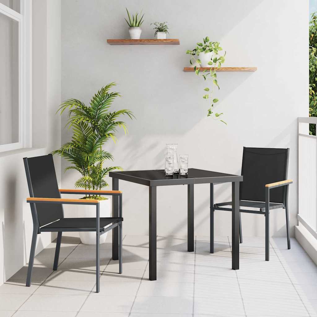 Garden Dining Set 3 pcs Black Textilene and steel
