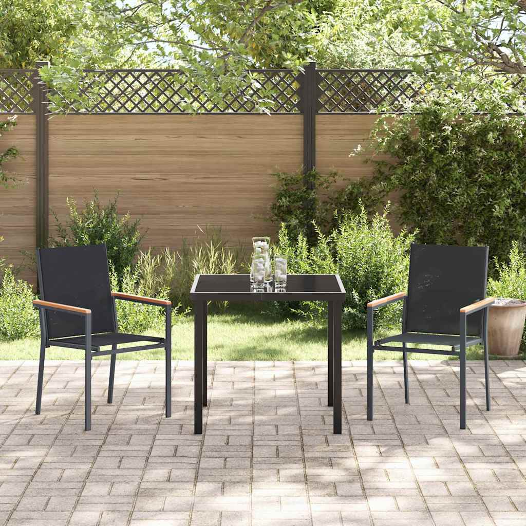 Garden Dining Set 3 pcs Black Textilene and steel