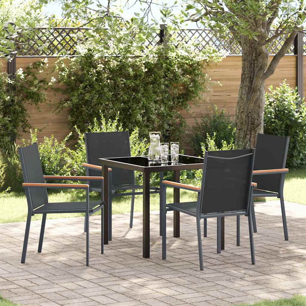 Garden Dining Set 5 pcs Black Textilene and steel
