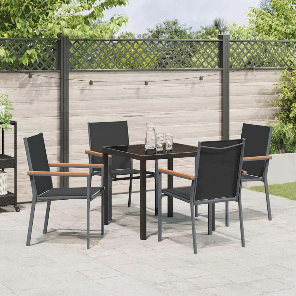Garden Dining Set 5 pcs Black Textilene and steel