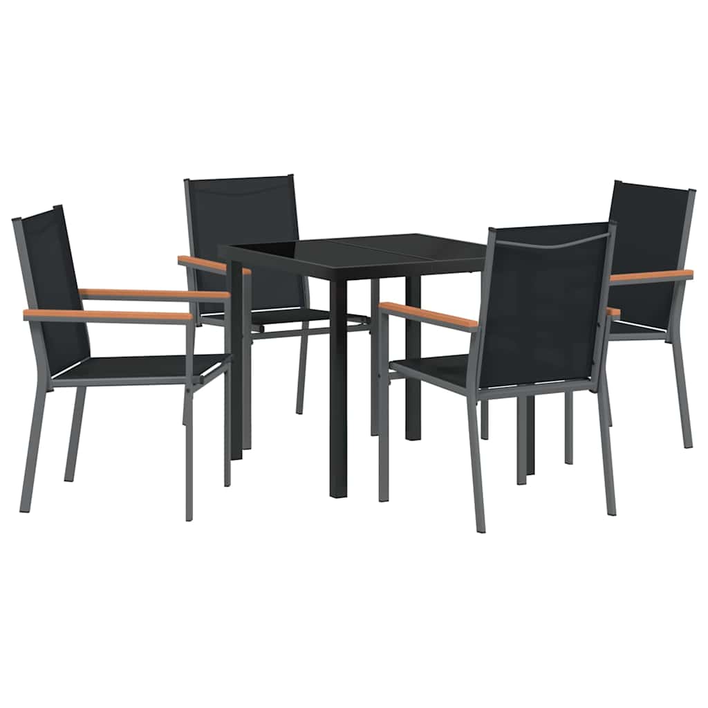 Garden Dining Set 5 pcs Black Textilene and steel
