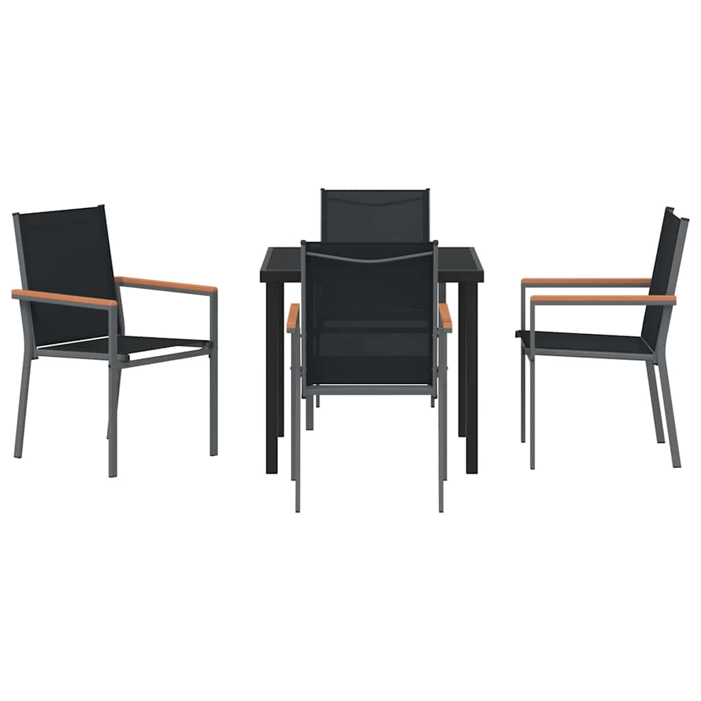 Garden Dining Set 5 pcs Black Textilene and steel