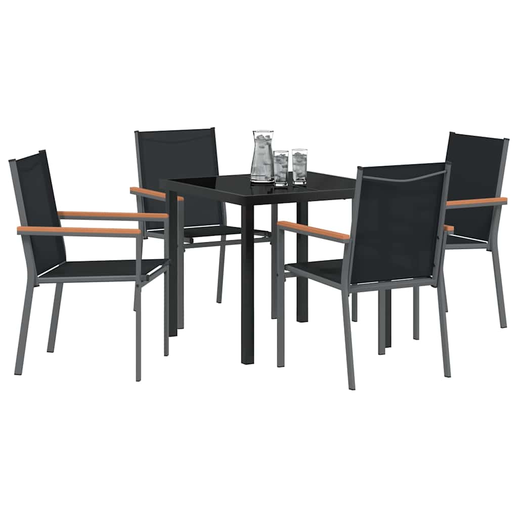Garden Dining Set 5 pcs Black Textilene and steel