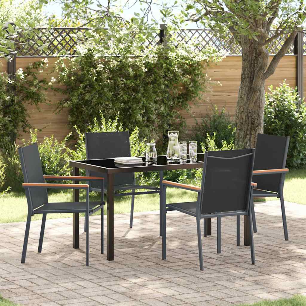 Garden Dining Set 5 pcs Black Textilene and steel