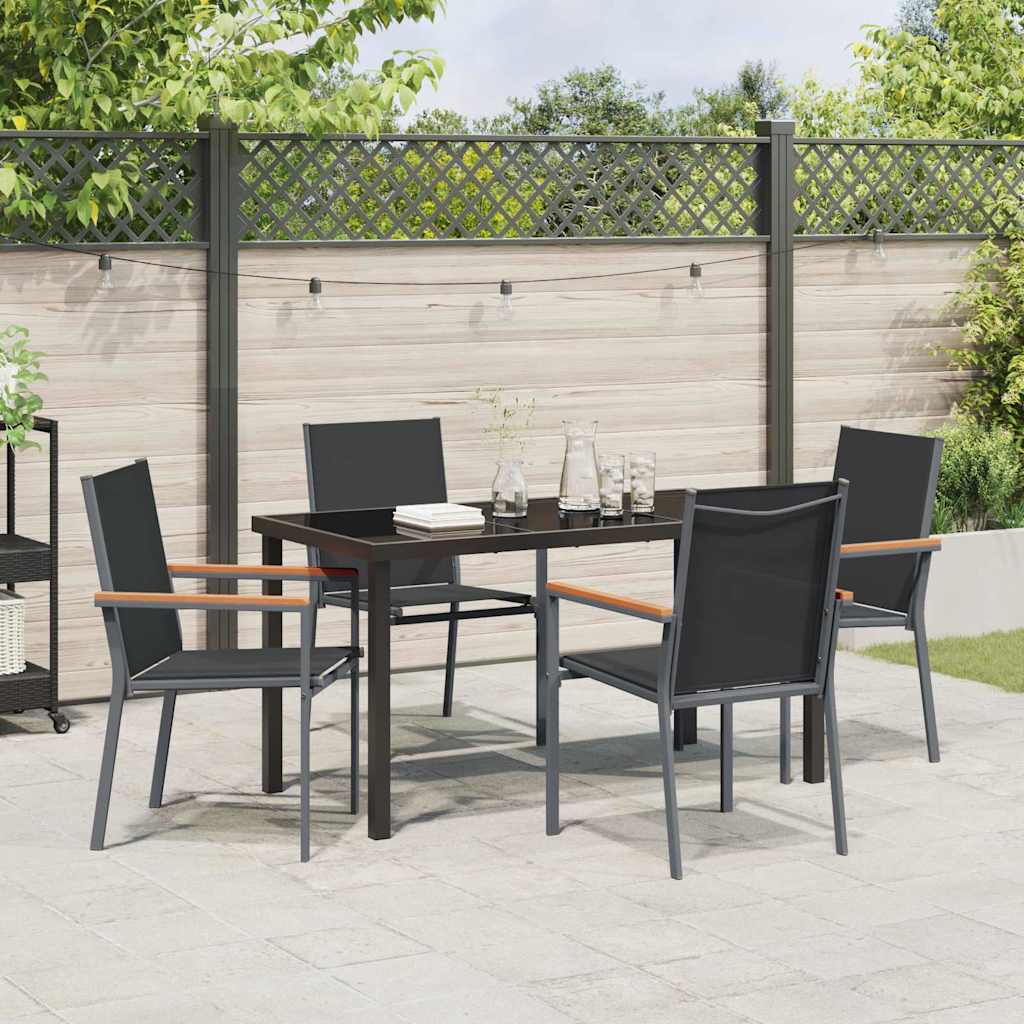 Garden Dining Set 5 pcs Black Textilene and steel