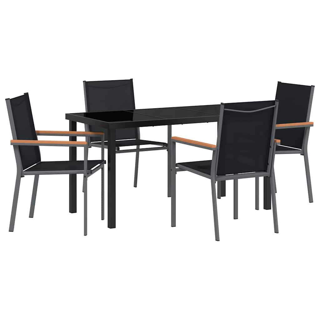 Garden Dining Set 5 pcs Black Textilene and steel