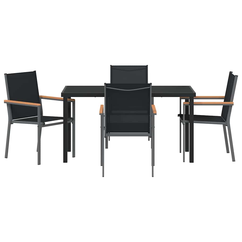 Garden Dining Set 5 pcs Black Textilene and steel