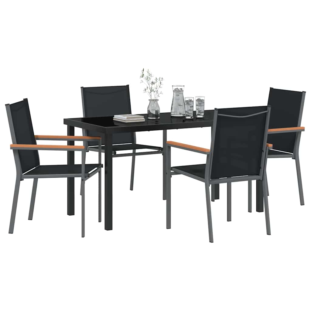 Garden Dining Set 5 pcs Black Textilene and steel