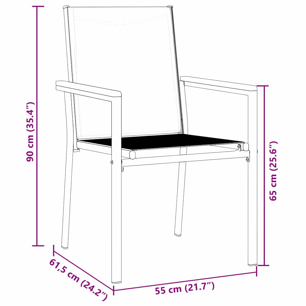 Garden Dining Set 5 pcs Black Textilene and steel