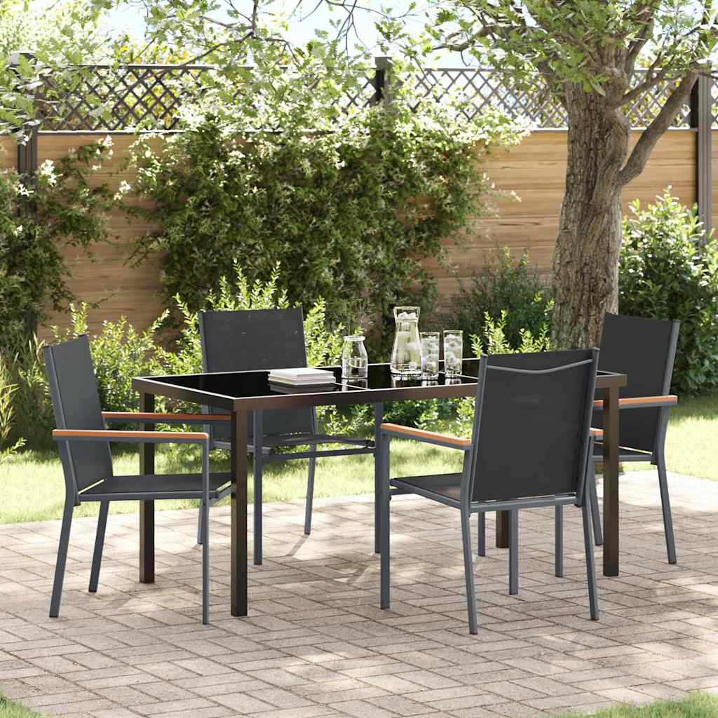 Garden Dining Set 5 pcs Black Textilene and steel