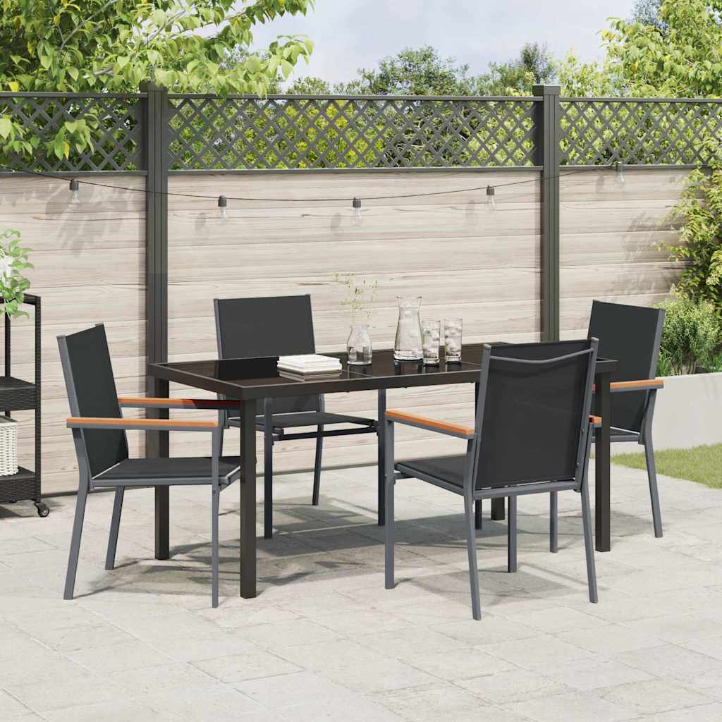 Garden Dining Set 5 pcs Black Textilene and steel