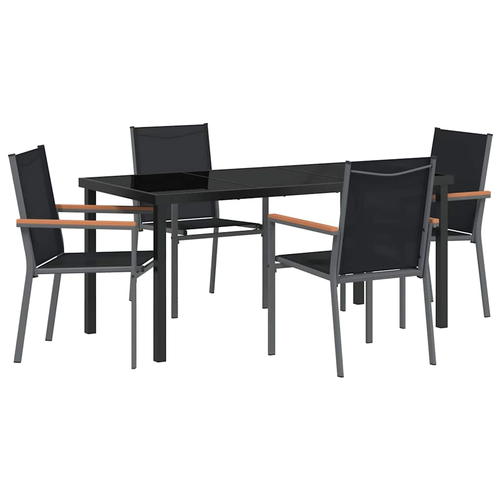 Garden Dining Set 5 pcs Black Textilene and steel