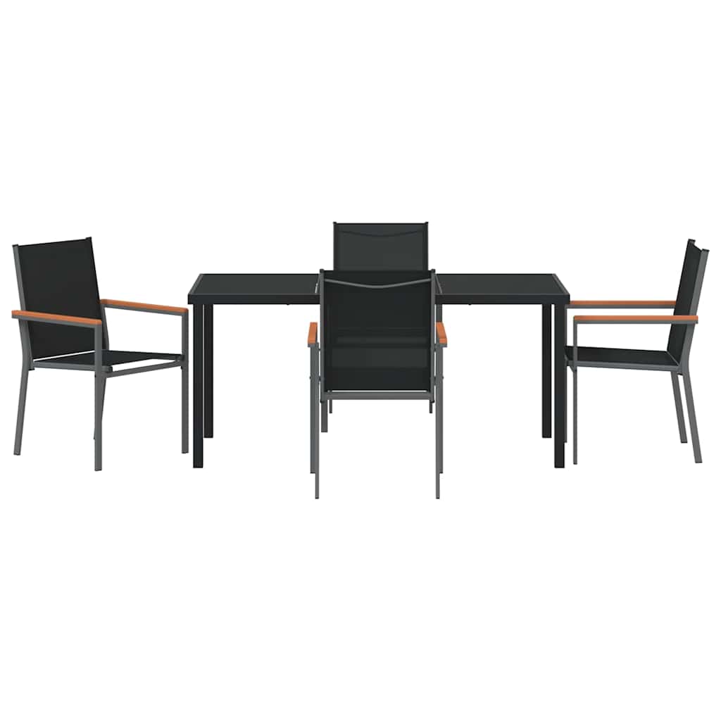 Garden Dining Set 5 pcs Black Textilene and steel